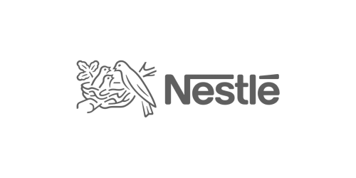 The logo of Nestlé with a gray overlay.